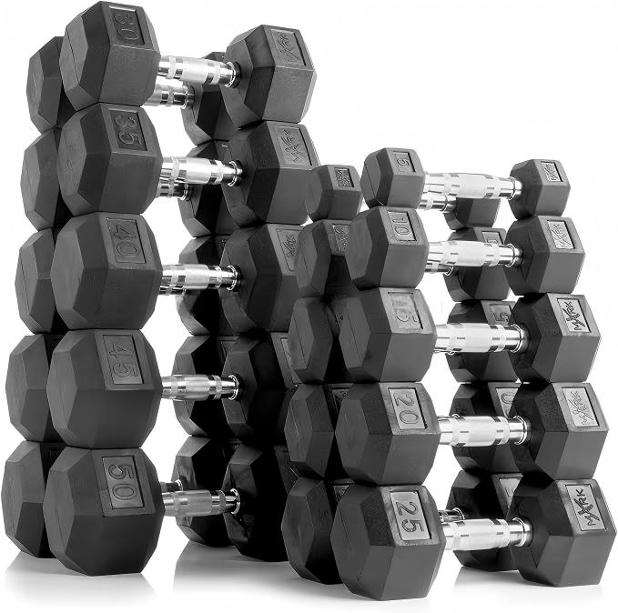 Home Gym Dumbbell Set - Premium Rubber Coated Hex Dumbbells 5LB-100LB