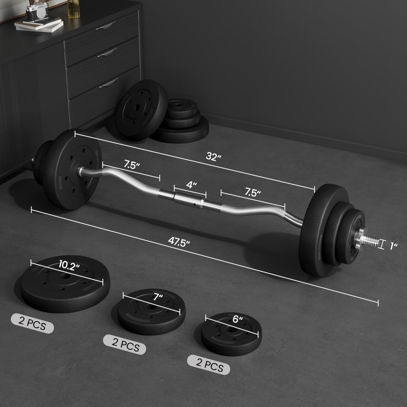 Barbell Set - Curl Bar & Weigh - Barbell Curl Bar 评论和价格