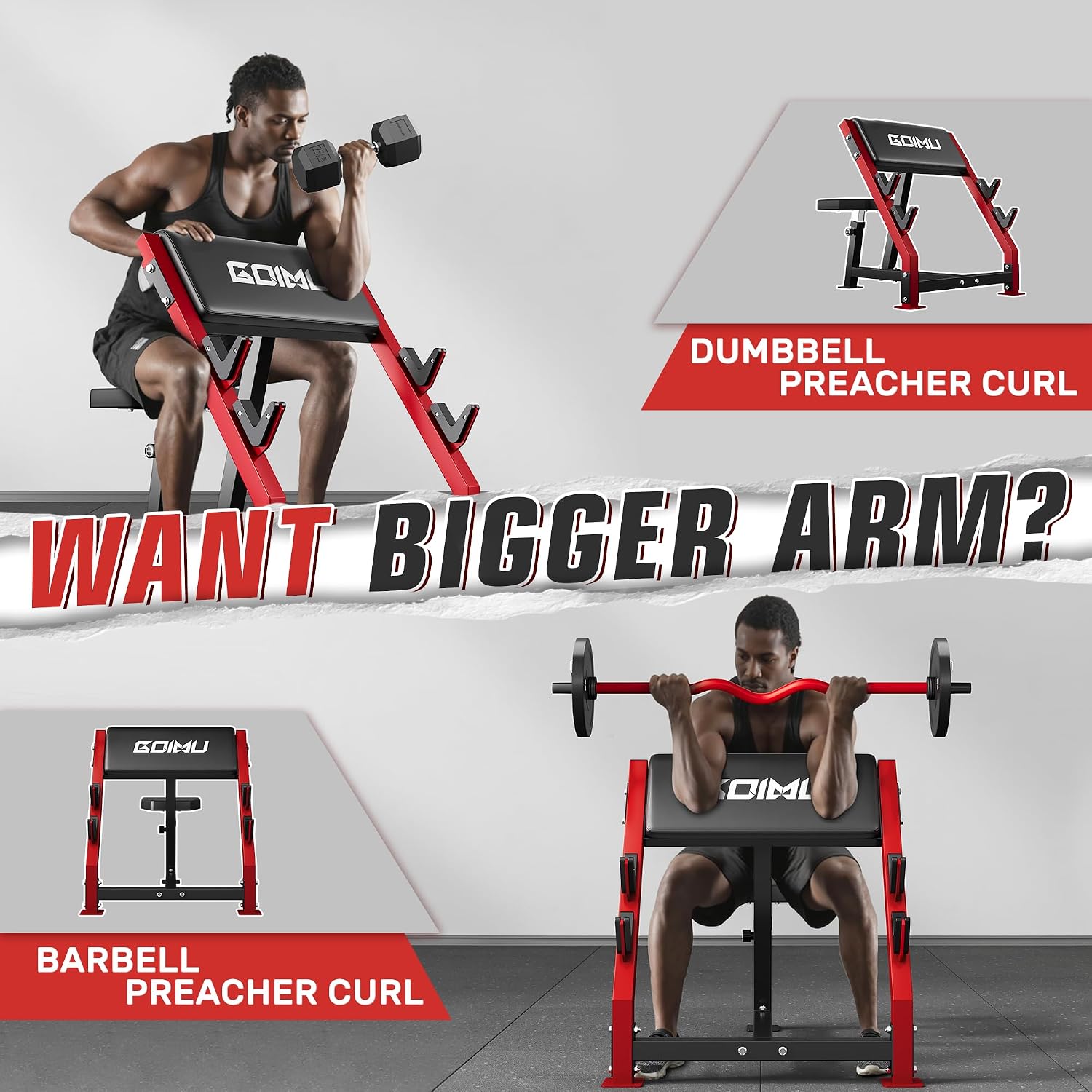 Adjustable Preacher Curl Bench - Barbell Curl Bar 评论和价格