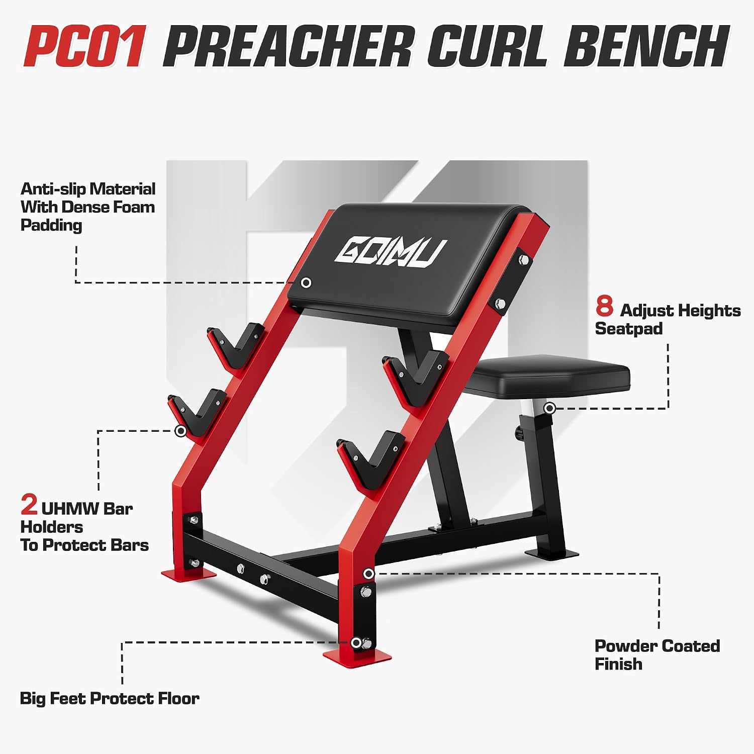 Adjustable Preacher Curl Bench - Barbell Curl Bar 评论和价格