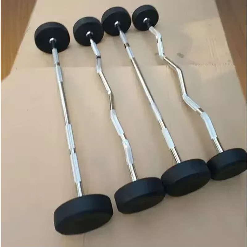 Round Rubber Coated Curl Fixed - Barbell Curl Bar 评论和价格