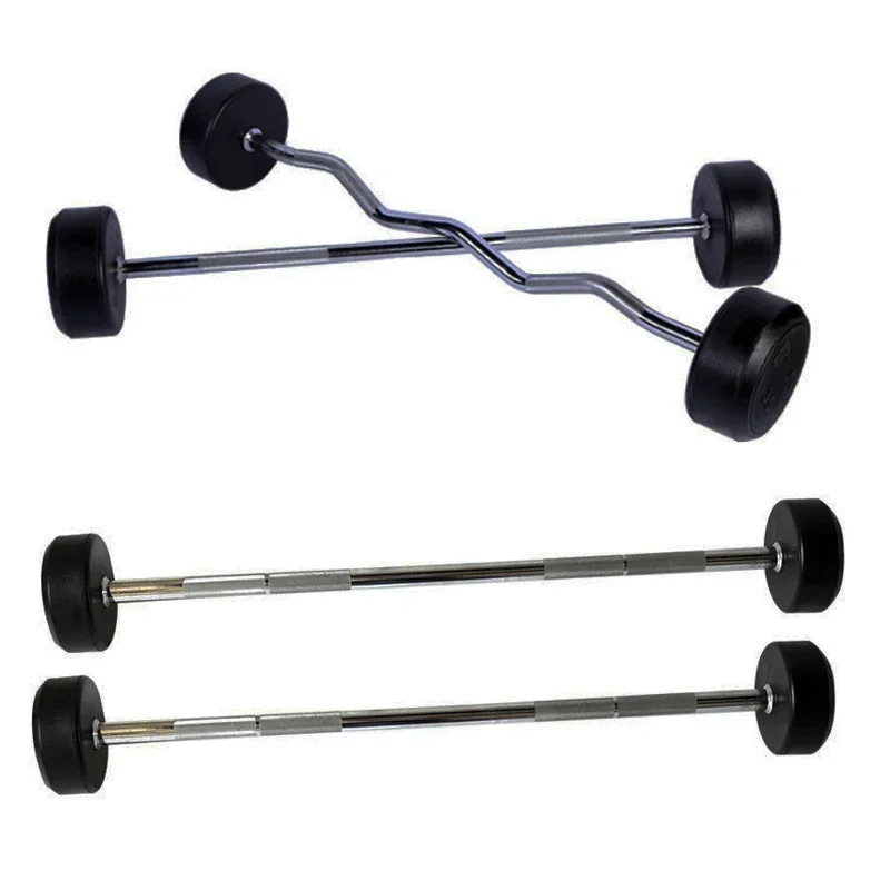 Round Rubber Coated Curl Fixed - Barbell Curl Bar 评论和价格