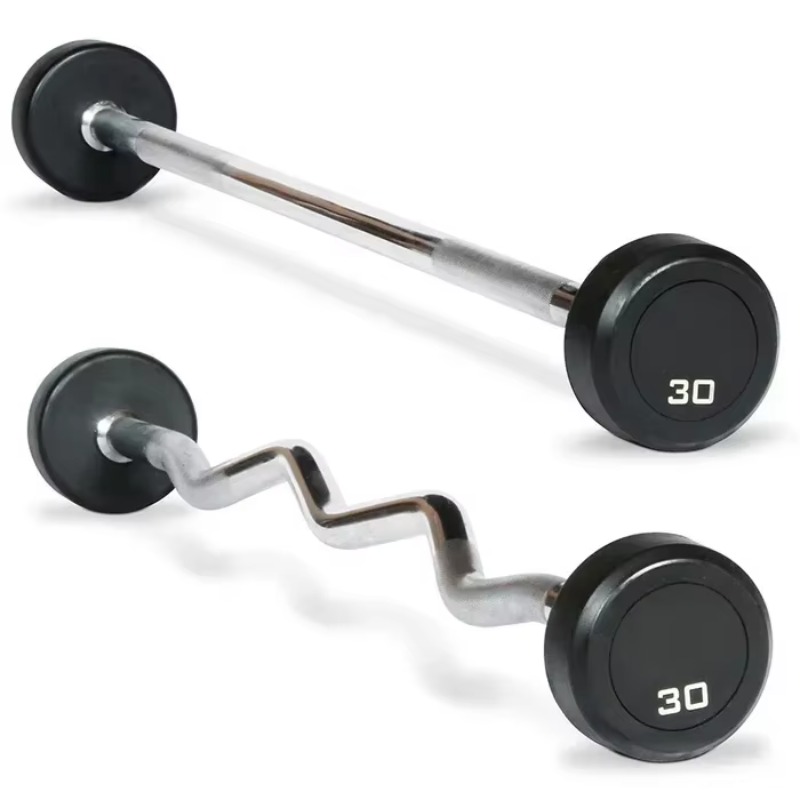 Round Rubber Coated Curl Fixed - Barbell Curl Bar 评论和价格