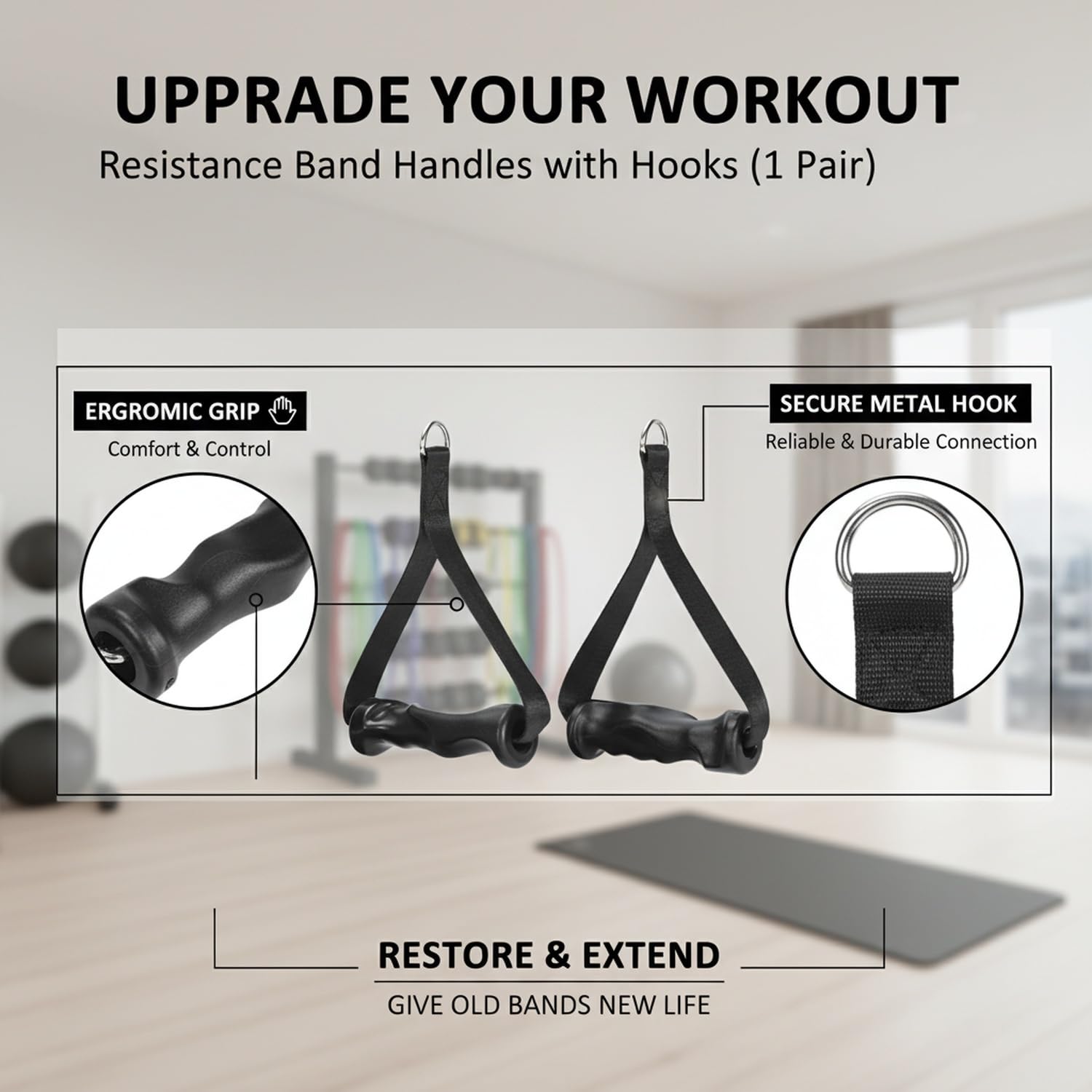 1Pair Ergonomic Exercise Handl - Cable Pulley System 评论和价格