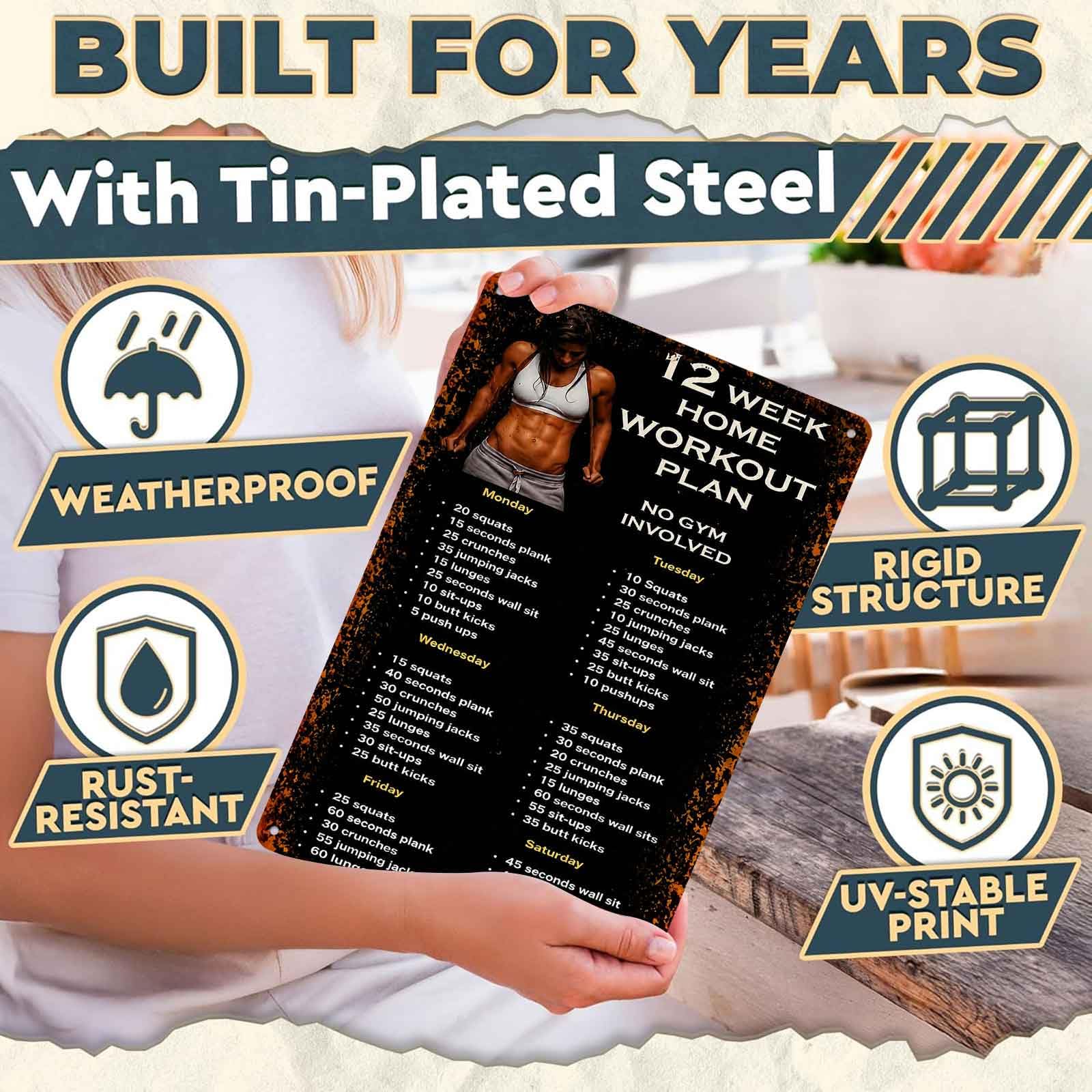 Aluminum Sign for 12-Week Home - Workout Plan Home Gym 评论和价格